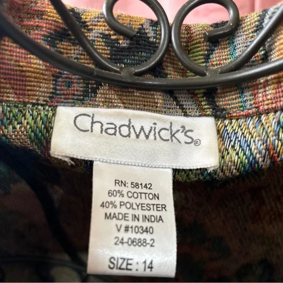 Vintage Chadwick’s Jacket Blazer Women’s Size 14 Cottagecore Floral - Picture 4 of 4